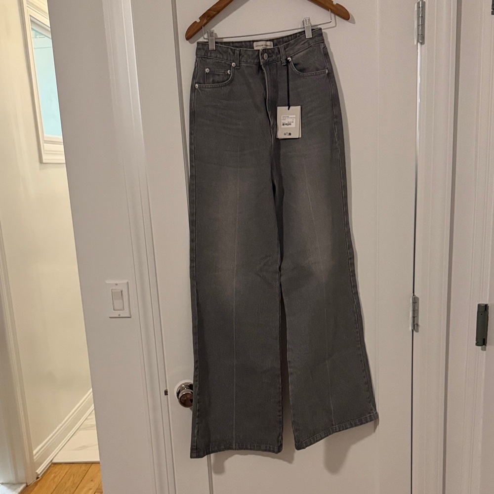 Officine Generale Gray Wide-Leg High-Rise Jeans